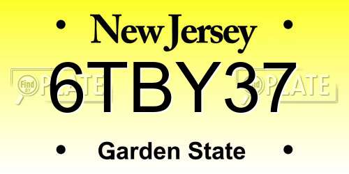 6TBY37 New Jersey License Plate