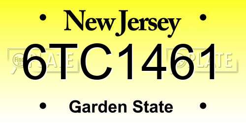 6TC1461 New Jersey License Plate