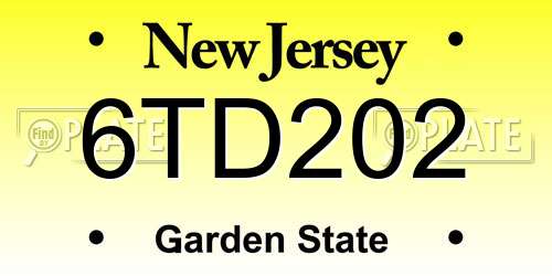 6TD202 New Jersey License Plate