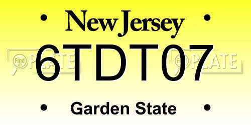 6TDT07 New Jersey License Plate