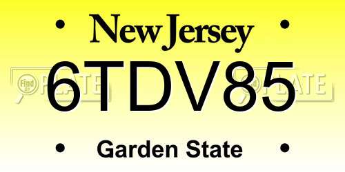 6TDV85 New Jersey License Plate