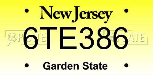 6TE386 New Jersey License Plate