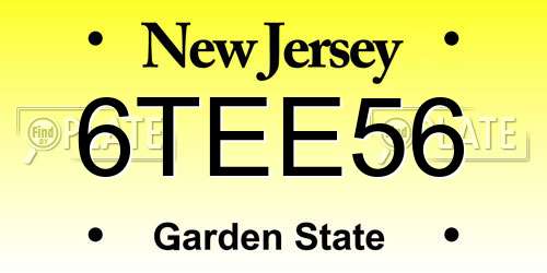 6TEE56 New Jersey License Plate