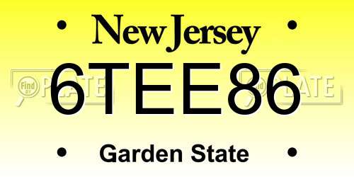 6TEE86 New Jersey License Plate