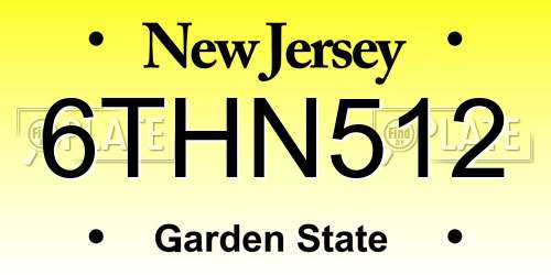 6THN512 New Jersey License Plate
