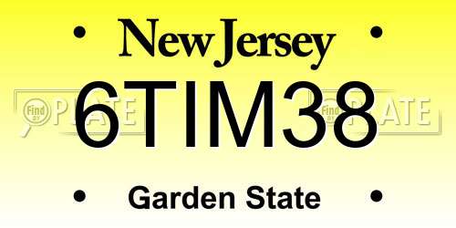 6TIM38 New Jersey License Plate