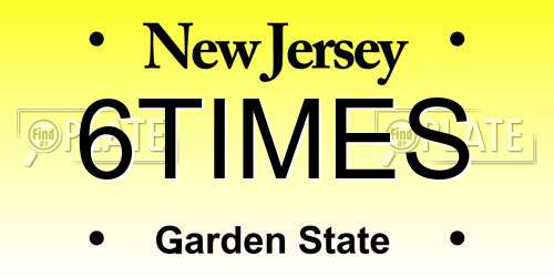 6TIMES New Jersey License Plate