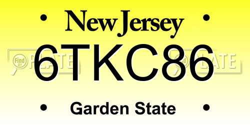 6TKC86 New Jersey License Plate