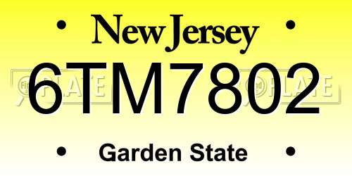 6TM7802 New Jersey License Plate