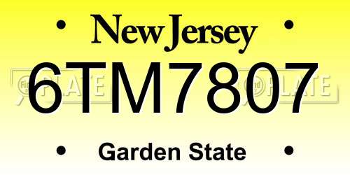 6TM7807 New Jersey License Plate