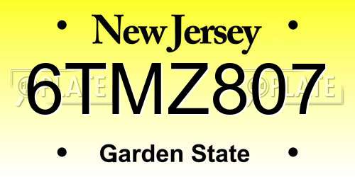 6TMZ807 New Jersey License Plate