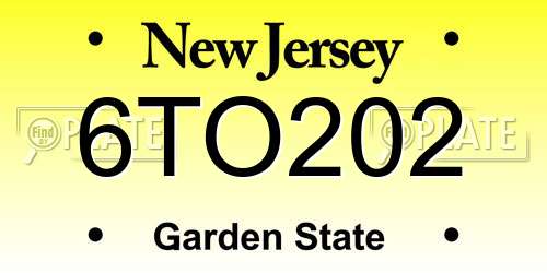 6TO202 New Jersey License Plate