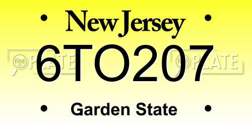 6TO207 New Jersey License Plate