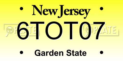 6TOT07 New Jersey License Plate