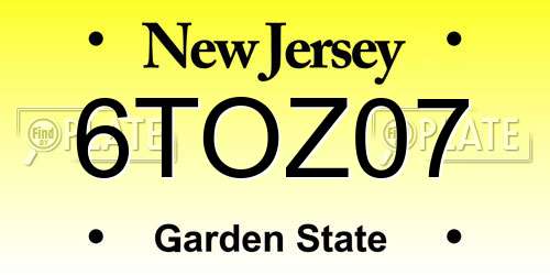 6TOZ07 New Jersey License Plate