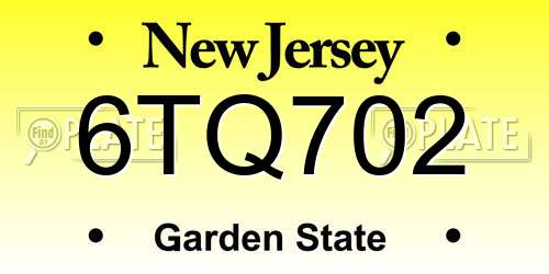 6TQ702 New Jersey License Plate