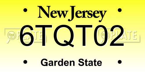 6TQT02 New Jersey License Plate