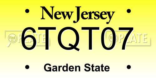 6TQT07 New Jersey License Plate