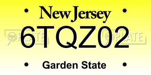 6TQZ02 New Jersey License Plate