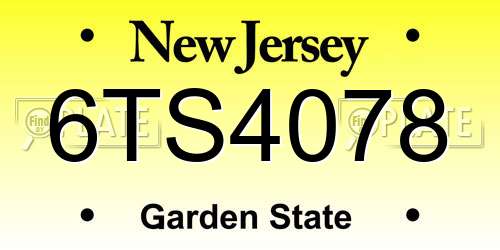 6TS4078 New Jersey License Plate