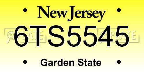 6TS5545 New Jersey License Plate