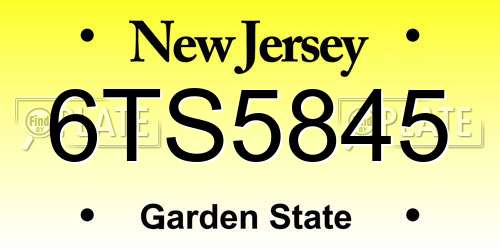 6TS5845 New Jersey License Plate