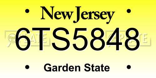 6TS5848 New Jersey License Plate