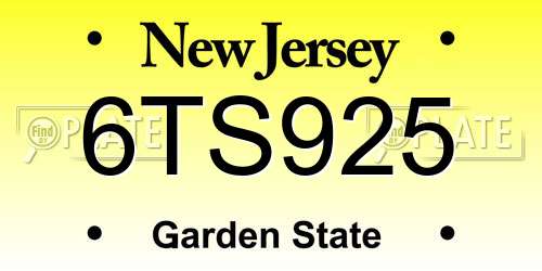 6TS925 New Jersey License Plate