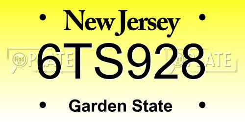 6TS928 New Jersey License Plate