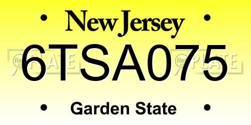 6TSA075 New Jersey License Plate