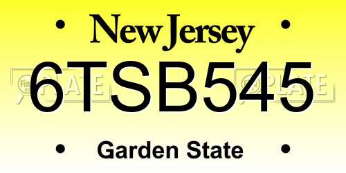 6TSB545 New Jersey License Plate