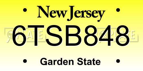 6TSB848 New Jersey License Plate