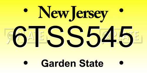 6TSS545 New Jersey License Plate