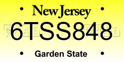 6TSS848 New Jersey License Plate