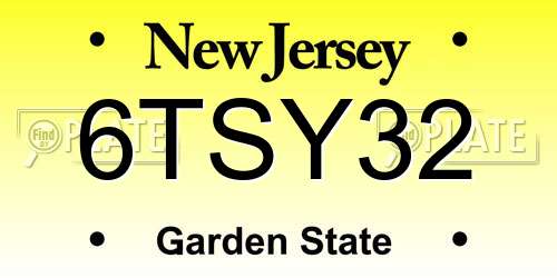 6TSY32 New Jersey License Plate