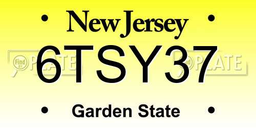 6TSY37 New Jersey License Plate