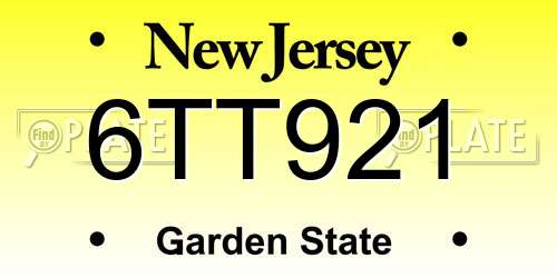 6TT921 New Jersey License Plate
