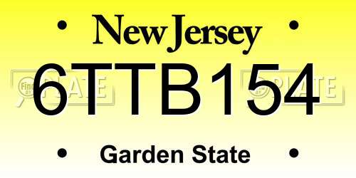 6TTB154 New Jersey License Plate