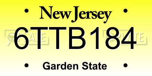 6TTB184 New Jersey License Plate