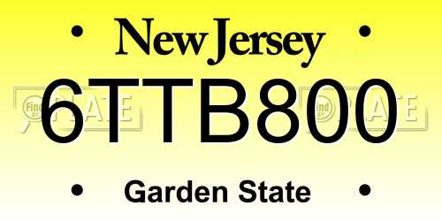 6TTB800 New Jersey License Plate