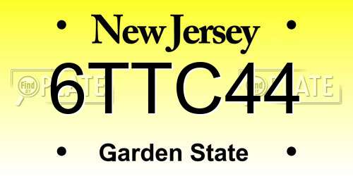 6TTC44 New Jersey License Plate