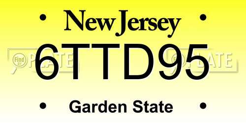 6TTD95 New Jersey License Plate