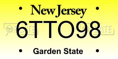 6TTO98 New Jersey License Plate