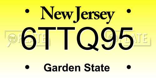 6TTQ95 New Jersey License Plate