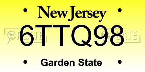 6TTQ98 New Jersey License Plate