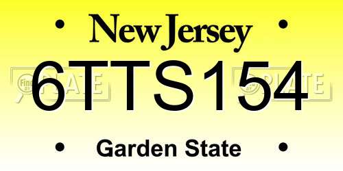 6TTS154 New Jersey License Plate
