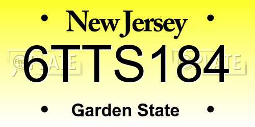 6TTS184 New Jersey License Plate