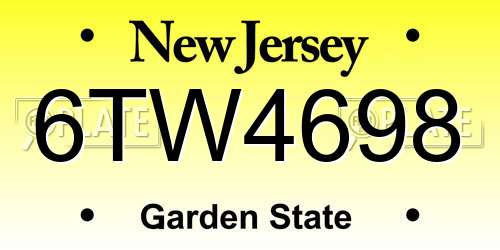 6TW4698 New Jersey License Plate