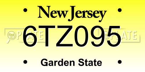 6TZ095 New Jersey License Plate