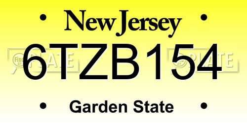 6TZB154 New Jersey License Plate